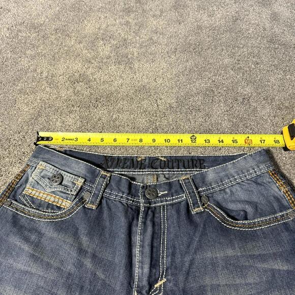 NAVY Y2K XTREME COUTURE ACID WASHED BAGGY JEANS WITH CRAZY BACK POCKETS😮‍💨 - Picture 4 of 7